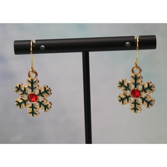 Fashion Gold Drop Snowflake Earrings  E156 - Picture 1 of 3
